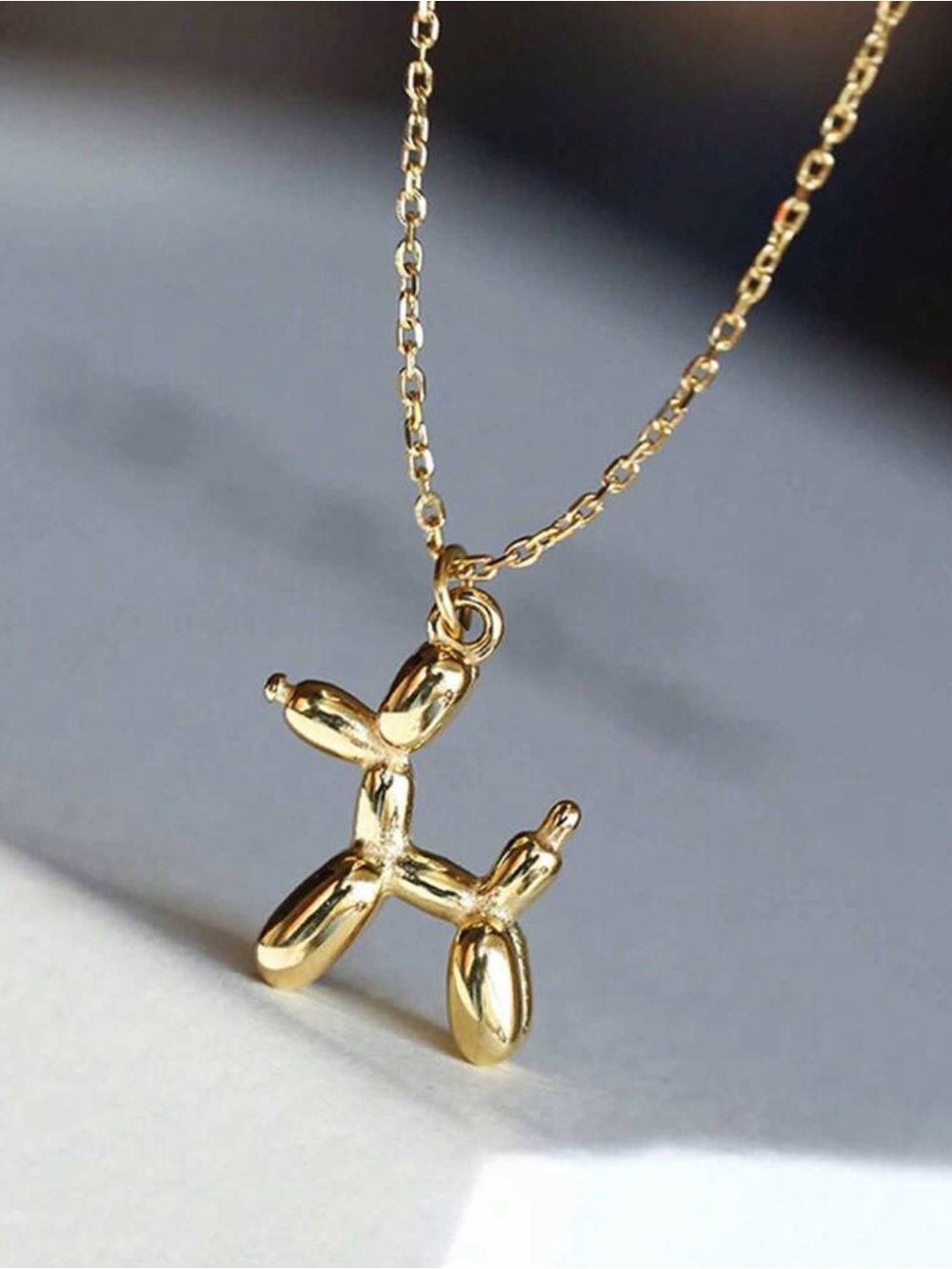 Gold Balloon Dog Pendant Necklace - Women Jewelry